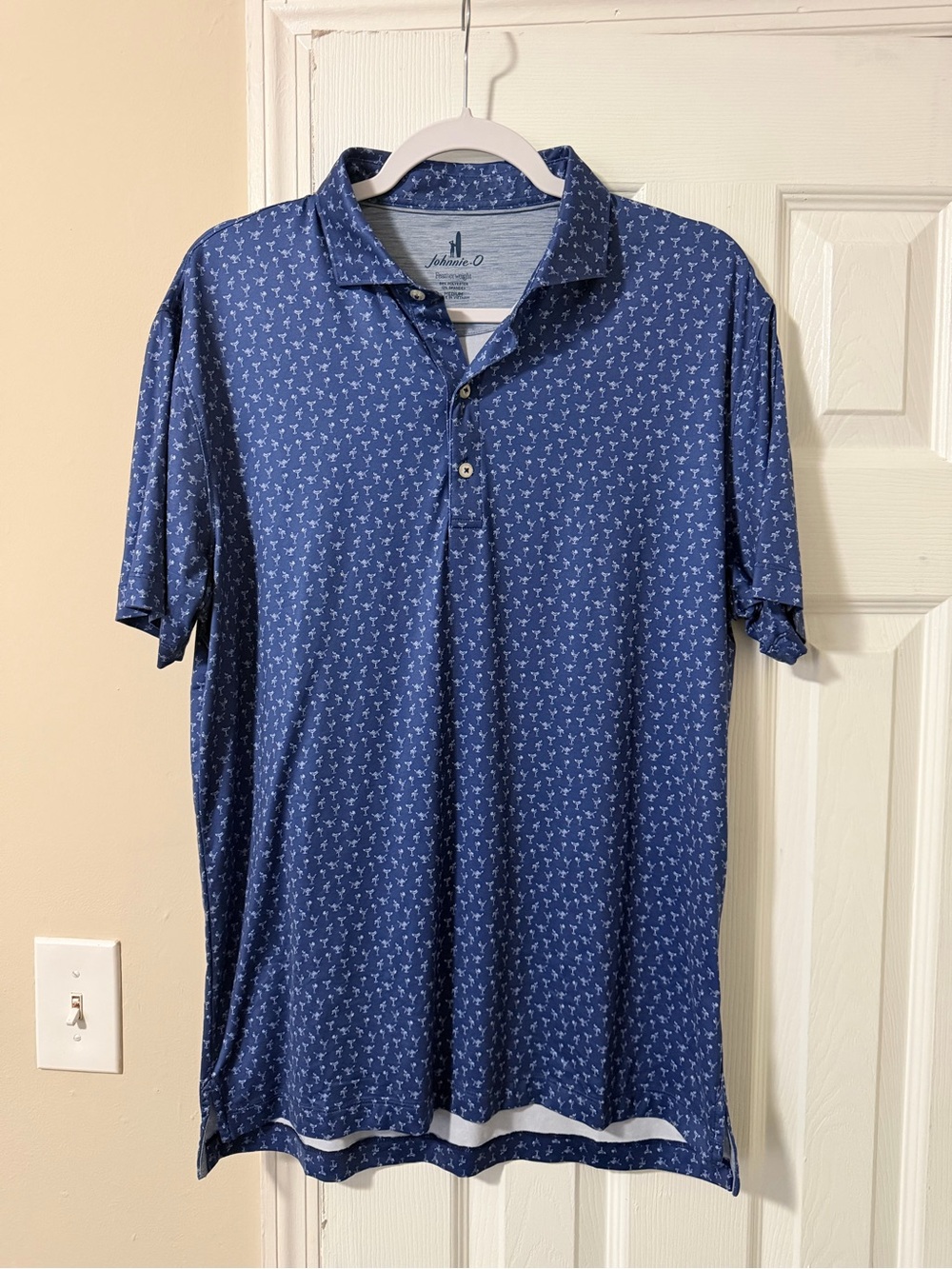 johnnie-O Navy Blue Microprint Martini Polo